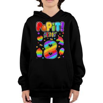 Kids Pop It 8Th Birthday Girls Boys 8 Years Old Fidget V3 Youth Hoodie - Thegiftio UK