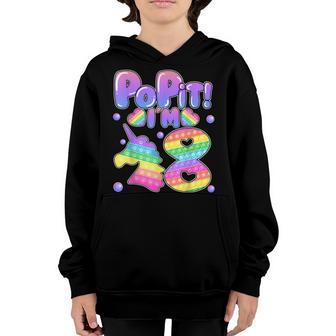 Kids Pop It 8Th Birthday Girls Boys 8 Years Old Fidget Youth Hoodie - Thegiftio UK