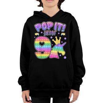 Kids Pop It 9Th Birthday Girls Boys 9 Years Old Fidget Youth Hoodie - Thegiftio UK