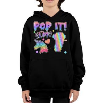 Kids Pop It Birthday Girl 1 For 1Yr Old Girls Unicorn Party Youth Hoodie - Thegiftio UK