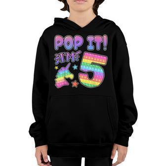 Kids Pop It Birthday Girl 5 For 5Yr Old Girls Unicorn Party Youth Hoodie - Thegiftio UK
