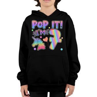 Kids Pop It Birthday Girl 7 For 7Yr Old Girls Unicorn Party Youth Hoodie - Thegiftio UK