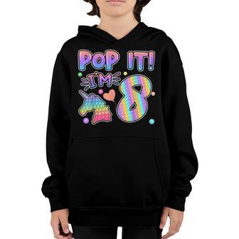 Kids Pop It Birthday Girl 8 For 8Yr Old Girls Unicorn Party Youth Hoodie - Thegiftio UK