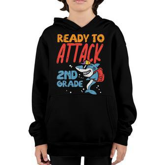 Kids Ready To Attach 2Nd Grade Shark First Day Of School Back To School Youth Hoodie - Seseable