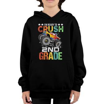 Kids Ready To Crush 2Nd Grade Monster Truck Boys Back To School Graphic Design Printed Casual Daily Basic Youth Hoodie - Thegiftio UK
