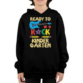Kids Ready To Rock Kindergarten Guitar Back To School Boys Girls Youth Hoodie - Seseable