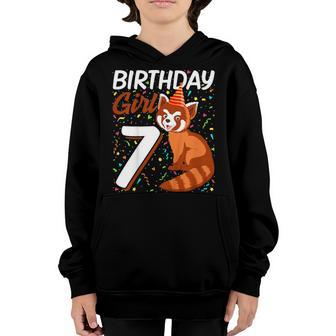 Kids Red Panda 7Th Birthday Girl Im 7 Years Old Birthday Party Youth Hoodie - Seseable