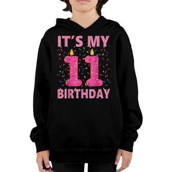 Kids Sweet Donut Its My 11Th Birthday 11 Yrs Old Gift Youth Hoodie - Thegiftio UK