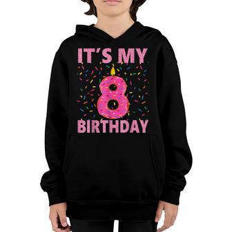 Kids Sweet Donut Its My 8Th Birthday 8 Yrs Old Gift Youth Hoodie - Thegiftio UK