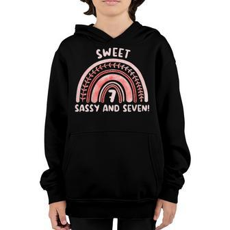 Kids Sweet Sassy And Seven 7Th Birthday Seven Years Old Youth Hoodie - Seseable