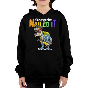Kids T Rex Kindergarten Nailed It Graduation Class Of 2022 V2 Youth Hoodie - Thegiftio UK