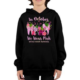 Kids Tooth In October We Wear Pink Breast Cancer Awareness Youth Hoodie - Thegiftio UK