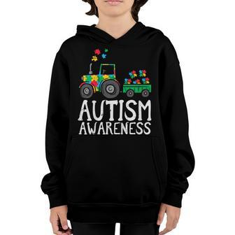 Kids Tractor Autism Awareness Farmer Truck Toddler Boys Kids Youth Hoodie - Seseable