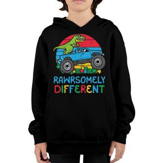 Kids Trex Monster Truck Rawrsomely Different Autism Toddler Boys Youth Hoodie - Seseable