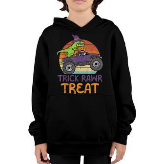 Kids Trick Rawr Treat Dinosaur Monster Truck Halloween Boys Youth Hoodie - Thegiftio UK