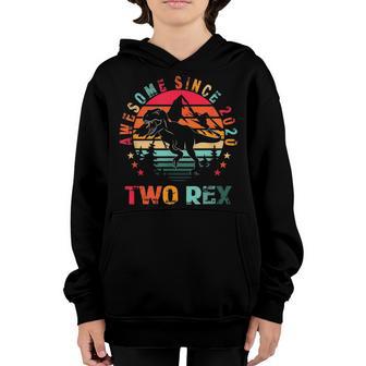 Kids Two Rex 2Nd Birthday Third Dinosaur 2 Year Old Youth Hoodie - Thegiftio UK