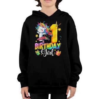 Kids Unicorn 1St Birthday Girl 1 Year Old Funny Party Youth Hoodie - Thegiftio UK