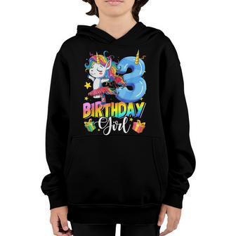 Kids Unicorn 3Rd Birthday Girl 3 Years Old Funny Party Youth Hoodie - Thegiftio UK