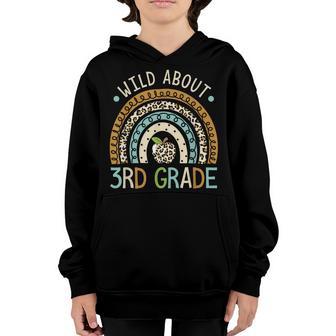 Kids Wild About 3Rd Grade Leopard Rainbow Back To School Youth Hoodie - Thegiftio UK