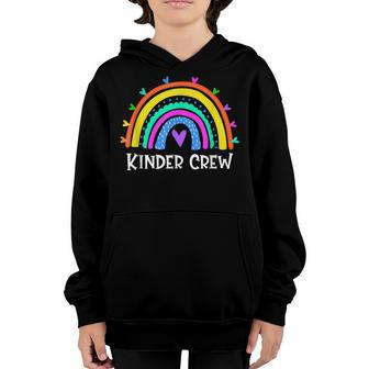 Kinder Crew Kindergarten Teacher & Student Rainbow Heart V2 Youth Hoodie - Thegiftio UK