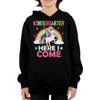 Kindergarten Here I Come Cute Unicorn 1St Day Back To School Youth Hoodie - Thegiftio UK