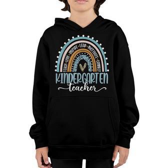 Kindergarten Teacher Leopard Rainbow First Day Of School Youth Hoodie - Thegiftio UK