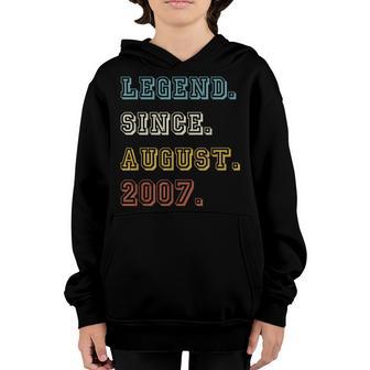 Legend Since August 2007 14Th Birthday 14 Years Old Youth Hoodie - Thegiftio UK