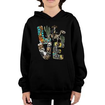 Leopard Cowboy Skeleton Horsing Love Cowboy Western Country Meaningful Gift Youth Hoodie - Thegiftio UK