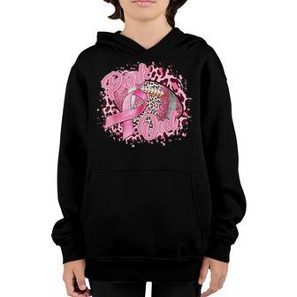 Leopard Pink Out Football Tackle Breast Cancer Warrior Girls Youth Hoodie - Thegiftio UK
