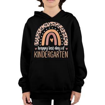 Leopard Rainbow Kindergarten Teacher Last Day Of School Youth Hoodie - Thegiftio UK