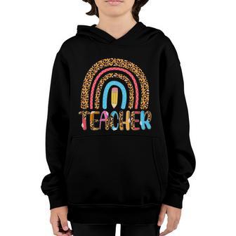 Leopard Rainbow Teacher Funny 2St Grade Back To School Youth Hoodie - Thegiftio UK