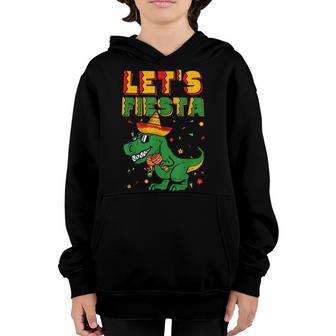 Lets Fiesta T Rex Cinco De Mayo Dinosaur Boy Kids Youth Hoodie - Thegiftio UK