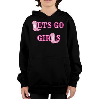 Lets Go Girls Vintage Western Bachelorette Southern Cowgirl Youth Hoodie - Thegiftio UK