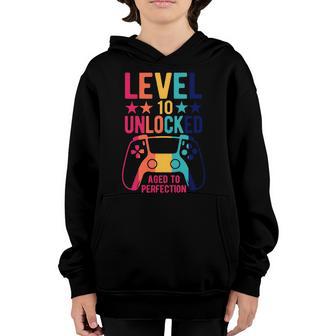 Level 10 Unlocked Awesome Since 2012 10Th Birthday Gamer Video Game Graphic Design Printed Casual Daily Basic Youth Hoodie - Thegiftio UK