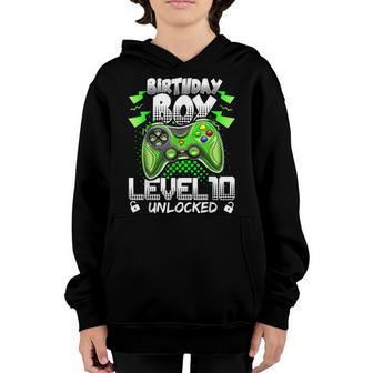 Level 10 Unlocked Gamer 10Th Birthday Video Game Lovers Youth Hoodie - Thegiftio UK