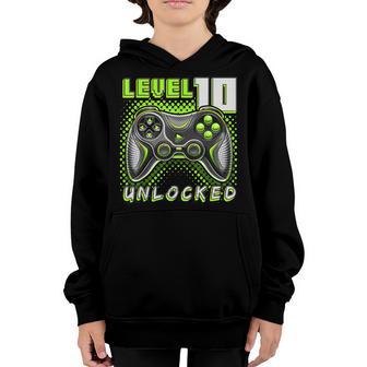 Level 10 Unlocked Video Game 10Th Birthday Gamer Boys Youth Hoodie - Thegiftio UK