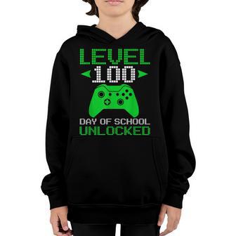 Level 100 Days Of School Unlocked Gamer Video Games Boys K Youth Hoodie - Thegiftio UK