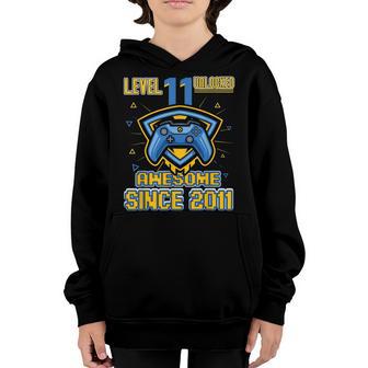 Level 11 Unlocked Awesome 2011 Video Game 11Th Birthday Boy Youth Hoodie - Thegiftio UK