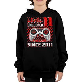 Level 11 Unlocked Awesome 2011 Video Game 11Th Birthday Youth Hoodie - Thegiftio UK
