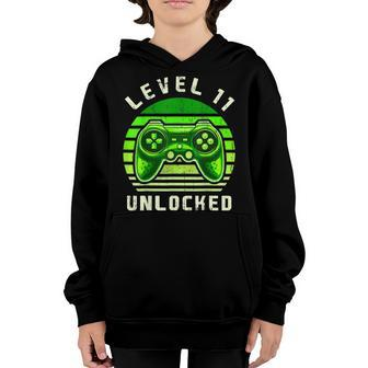 Level 11 Unlocked Video Game 11Th Birthday Gamer Boys Youth Hoodie - Seseable