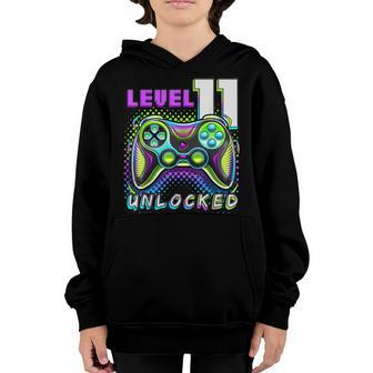 Level 11 Unlocked Video Game 11Th Birthday Gamer Boys Youth Hoodie - Thegiftio UK