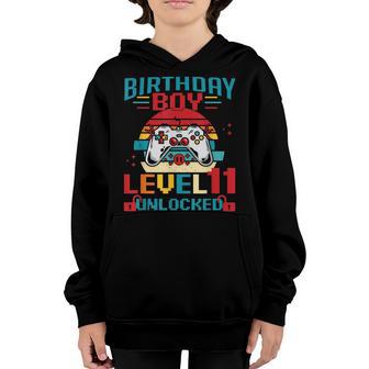 Level 11 Unlocked Vintage 11Th Birthday Video Game Boys Youth Hoodie - Thegiftio UK