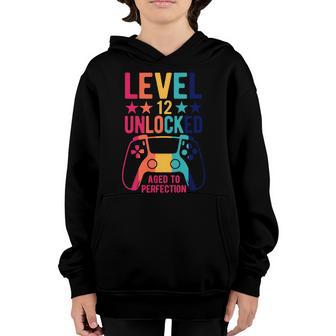 Level 12 Unlocked Awesome Since 2010 12Th Birthday Gamer Video Game Graphic Design Printed Casual Daily Basic Youth Hoodie - Thegiftio UK