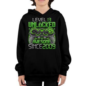 Level 13 Unlocked Awesome Since 2009 13Th Birthday Gifts Boy Youth Hoodie - Thegiftio UK
