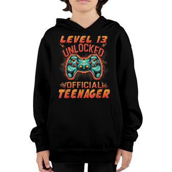 Level 13 Unlocked Official Nager 13Th Birthday Video Game Youth Hoodie - Thegiftio UK