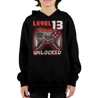 Level 13 Unlocked Video Game 13Th Birthday Gamer Boys Youth Hoodie - Thegiftio UK