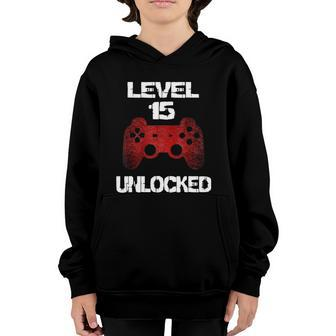 Level 15 Unlocked Boys 15Th Birthday 15 Year Old Gamer Boys Tshirt Graphic Design Printed Casual Daily Basic Youth Hoodie - Thegiftio UK