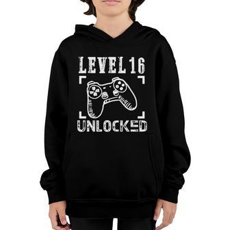 Level 16 Unlocked Gamer Birthday Party Gift Teen Boys Girls Gift Youth Hoodie - Thegiftio UK