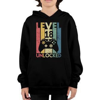 Level 18 Unlocked Shirt Funny Video Gamer 18Th Birthday Gift Graphic Design Printed Casual Daily Basic Youth Hoodie - Thegiftio UK