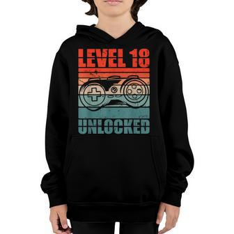 Level 18 Unlocked - Video Gamer Boy 18Th Birthday Gaming Youth Hoodie - Seseable